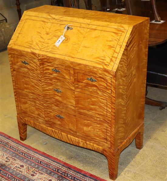 A Biedermeier style satinwood bureau, W.79cm, D.40cm, H.92cm